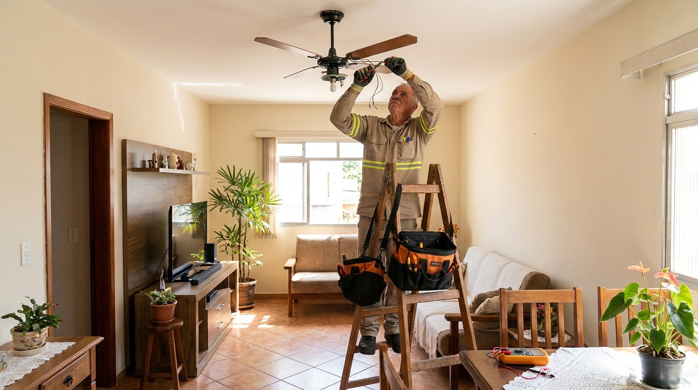 Montagem de ventilador de teto em João Pessoa‑PB